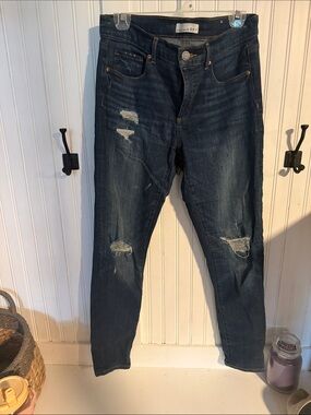 LOFT Dark Blue Distressed Skinny Jeans